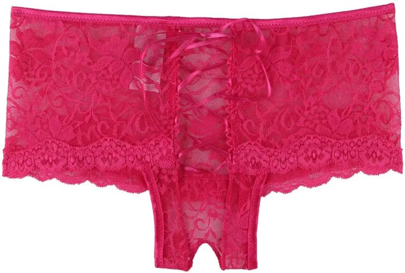 ohyeah Women Lace Boyshort Panty Lace Trim Boyshort Plus Size Underwear Panties Sheer Plus Size(XS-4XL)