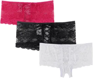 ohyeah Women Lace Boyshort Panty Lace Trim Boyshort Plus Size Underwear Panties Sheer Plus Size(XS-4XL)