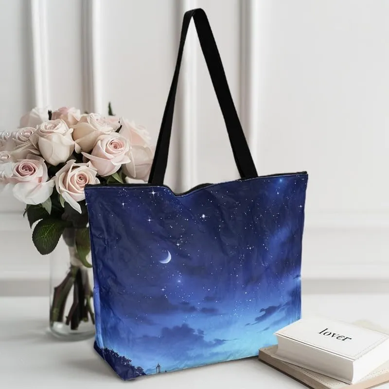 Oil Painting Border Collie Paper Tote Bag, Gothic Rose Butterfly Commute Bag, Ethnic Tribal Large Handbag for Women