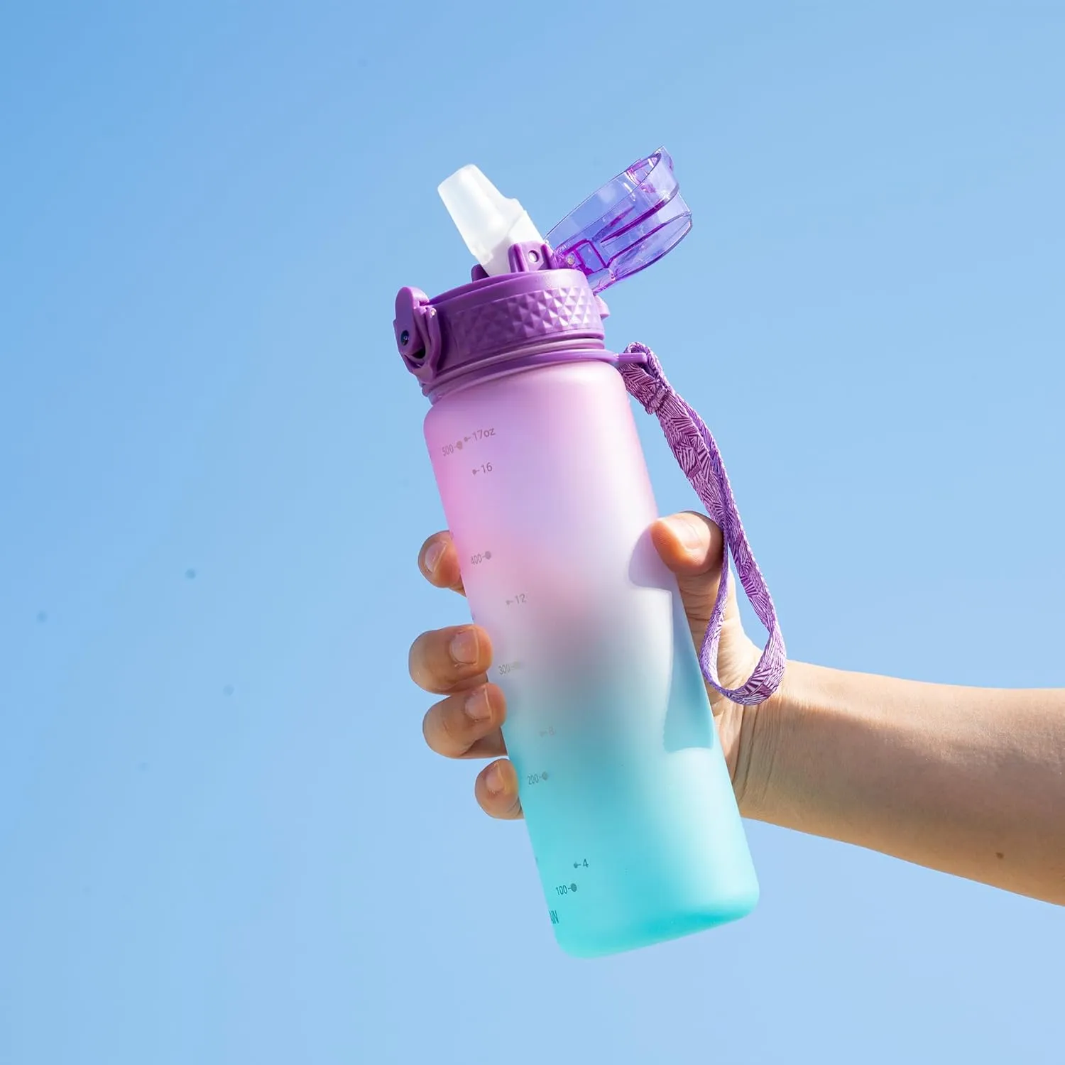 OLDLEY Kids Water Bottle for School, 17 oz (2 lids) BPA-Free Reusable Leak-proof Durable Tritan Plastic Water Bottles with Straw & Chug Lids, Anti-dust Spout Cover (Macaroon)