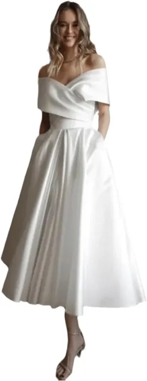 One Shoulder Satin Wedding Skirt Short Dresses Simple Wedding Bridesmaid Dresses