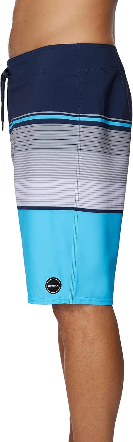 O'NEILL Men's 21 Inch 4-Way Stripe Boardshorts - Quick Dry Swim Trunks for Men with Fabric and Pockets