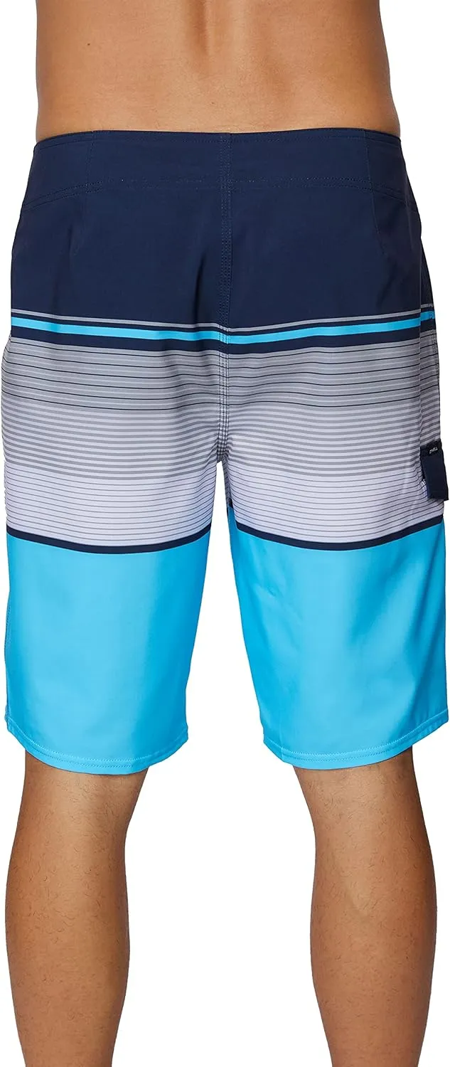 O'NEILL Men's 21 Inch 4-Way Stripe Boardshorts - Quick Dry Swim Trunks for Men with Fabric and Pockets