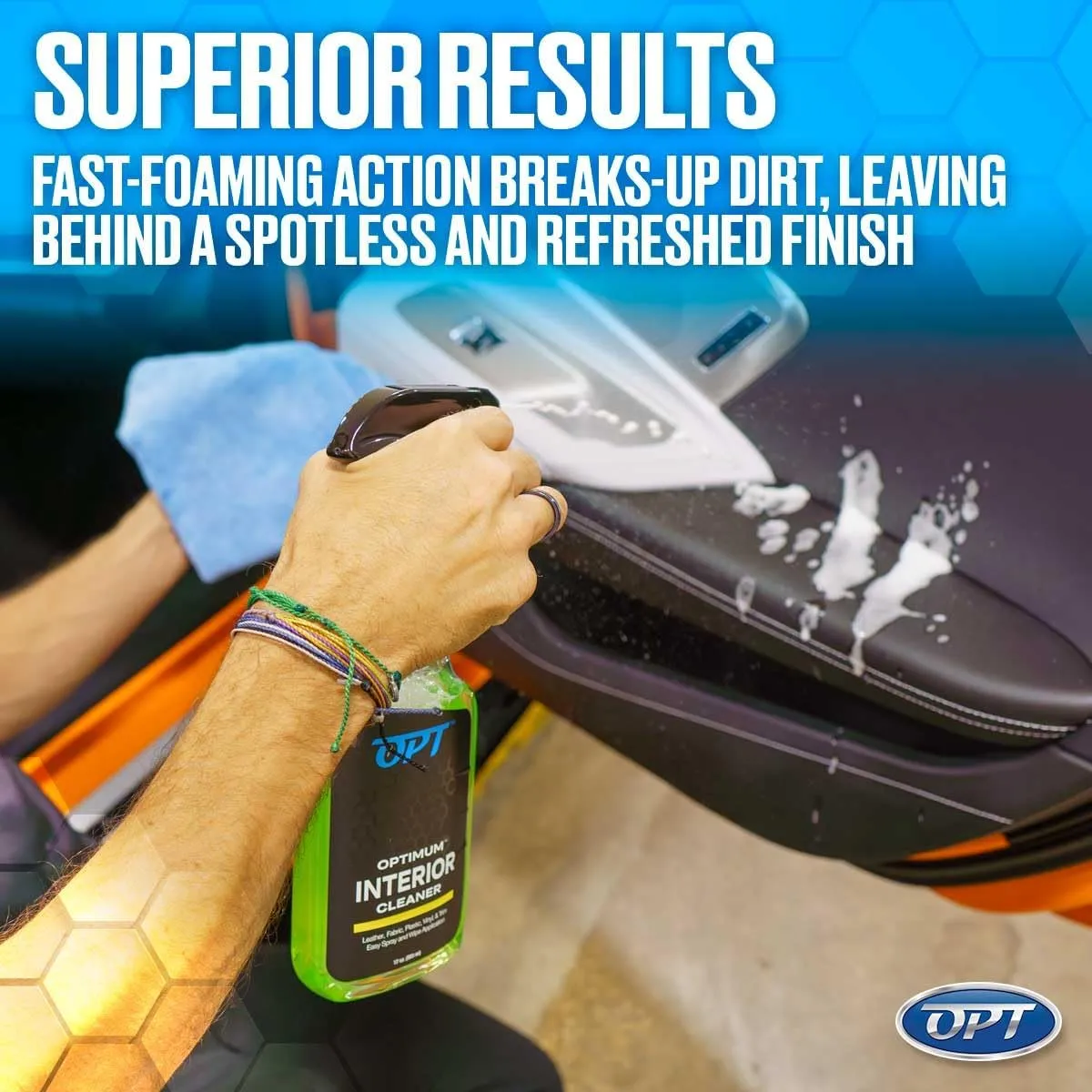 Optimum Interior Cleaner - Car Interior Cleaning and Detailing Spray - Safe on Leather, Upholstery, Interior Trim, Dash, and Plastic (17 oz)