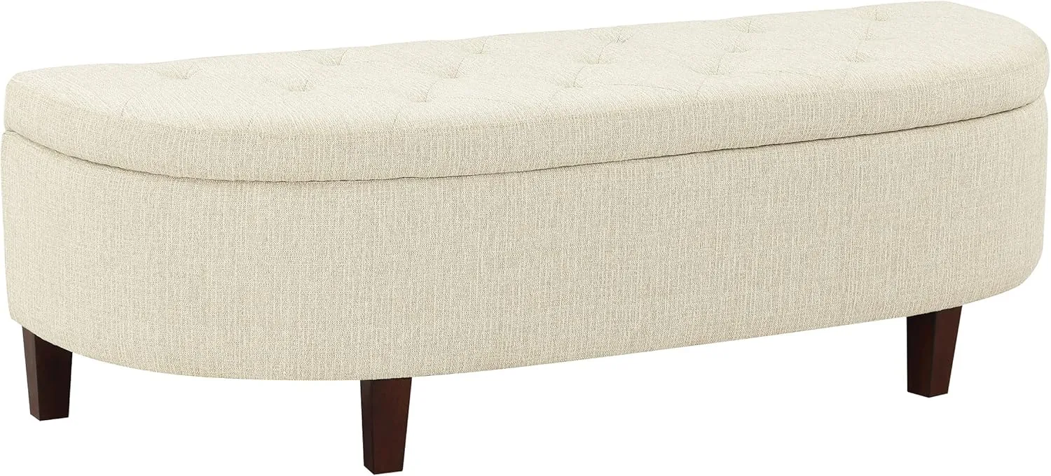 OSP Home Furnishings Jaycee 60 Inch Storage Bench with Soft-Close Hinge, Linen Fabric