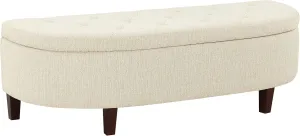 OSP Home Furnishings Jaycee 60 Inch Storage Bench with Soft-Close Hinge, Linen Fabric