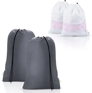 OTraki 4 Set Laundry Bags 2 Pack 24 x 32 inch and 2 Pack 20 x 24 inch Heavy Duty Drawstring Organizer Bag for Travel Dorm College Apartment Cloths Toys Storage