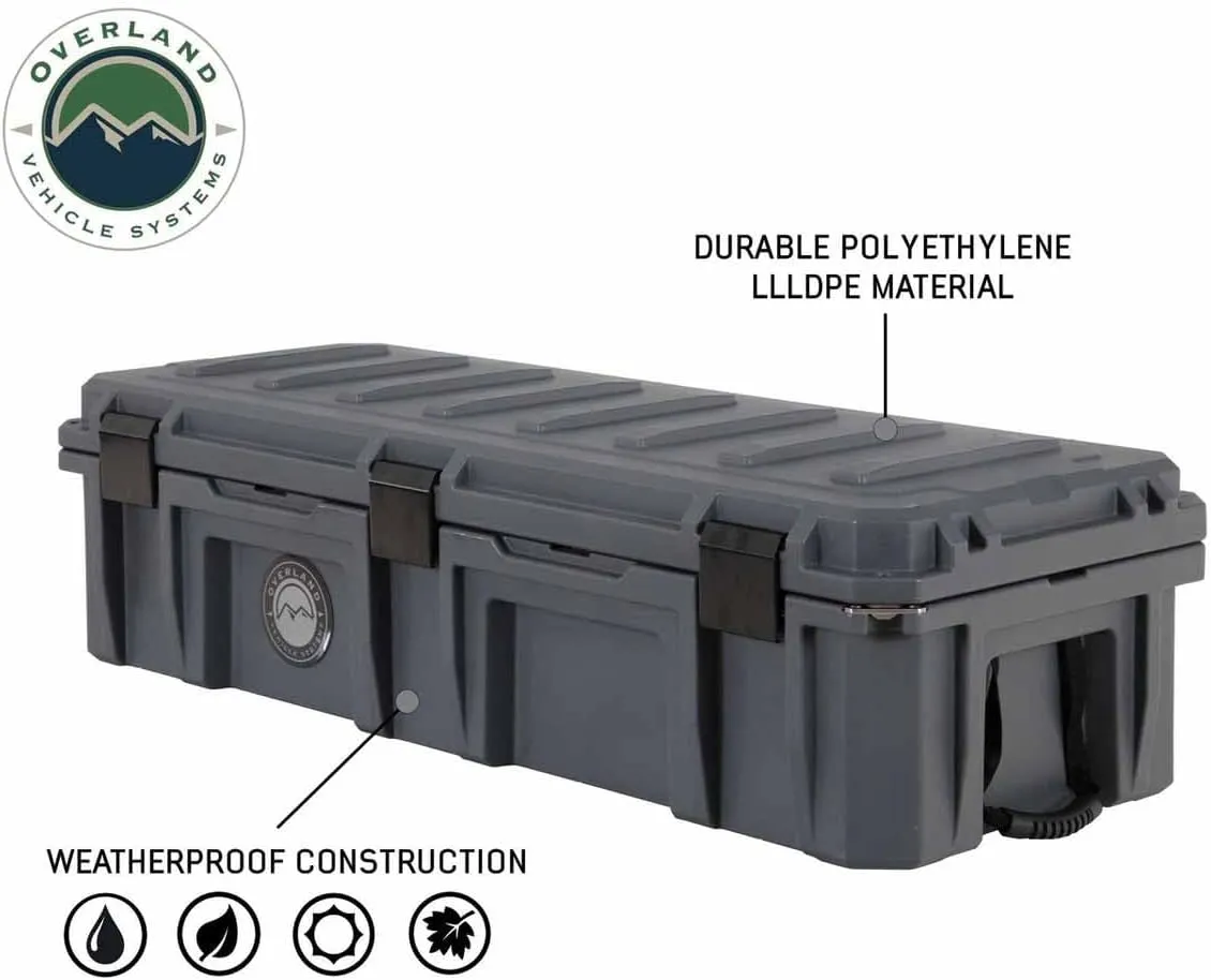 Overland Vehicle Systems D.B.S. 117 QT Dry Box Storage with Drain and Bottle Opener | Dark Grey | Waterproof Sealing | Heavy Duty Latches | 40100021