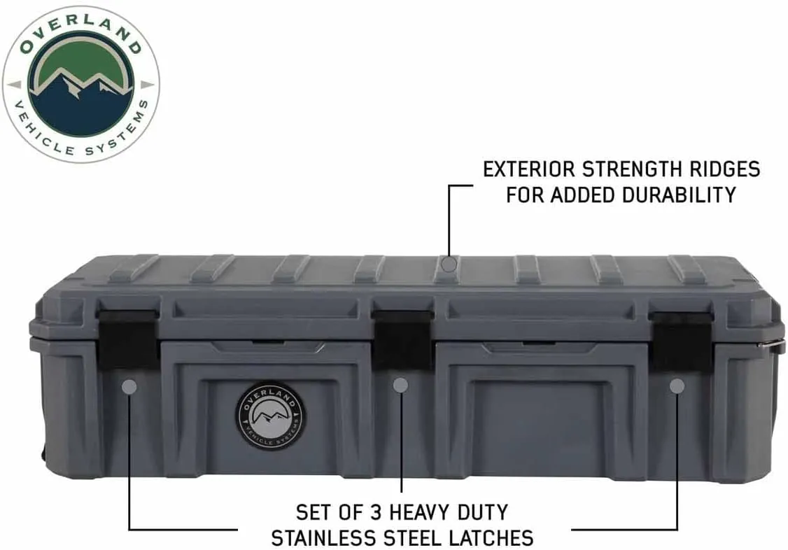 Overland Vehicle Systems D.B.S. 117 QT Dry Box Storage with Drain and Bottle Opener | Dark Grey | Waterproof Sealing | Heavy Duty Latches | 40100021