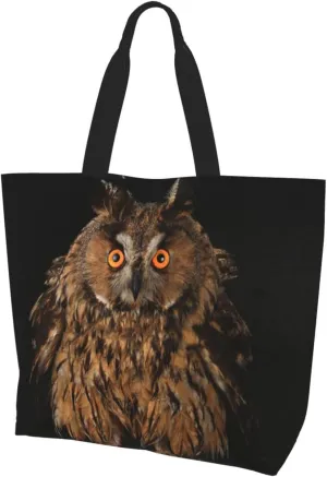 Owl Canvas Tote Bag Animal Shoulder Bag Handbag Cute Casual Grocery Bags Funny Bag for Outdoor