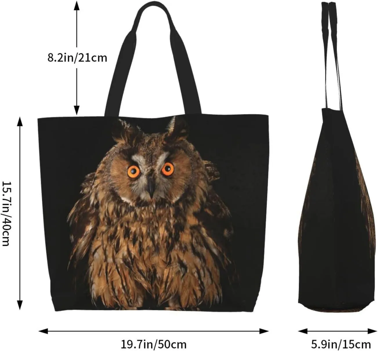 Owl Canvas Tote Bag Animal Shoulder Bag Handbag Cute Casual Grocery Bags Funny Bag for Outdoor