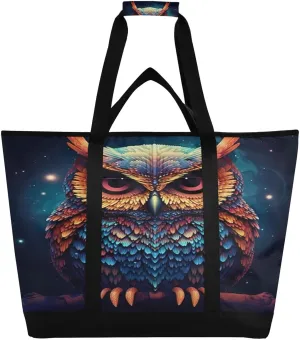 Owl Reusable Insulated Lunchbox Cooler Bag, Leakproof Kitchen Grocery Bag Collapsible Portable Cooler Tote Bag for Picnic, Camping, Office, Travel