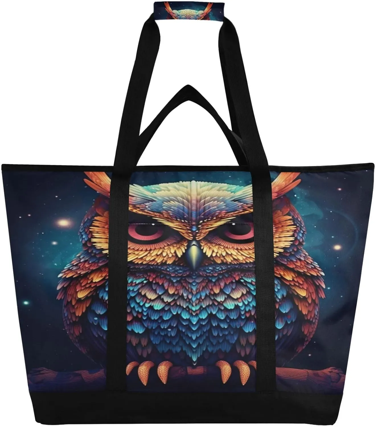 Owl Reusable Insulated Lunchbox Cooler Bag, Leakproof Kitchen Grocery Bag Collapsible Portable Cooler Tote Bag for Picnic, Camping, Office, Travel