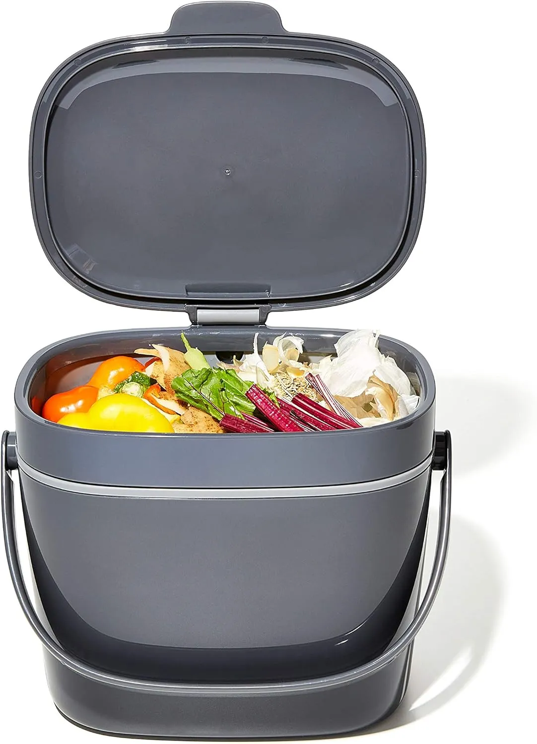 OXO Good Grips EASY-CLEAN COMPOST BIN - CHARCOAL - 1.75 GAL/6.62 L, Plastic, 8.3"L x 10.15"W x 12"H