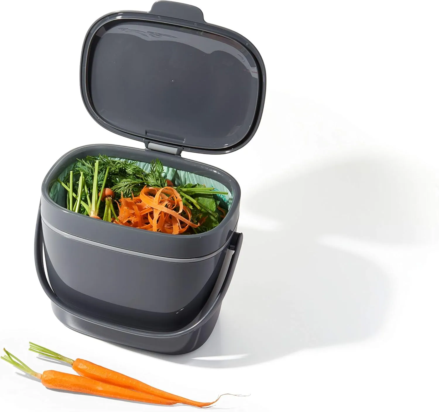 OXO Good Grips EASY-CLEAN COMPOST BIN - CHARCOAL - 1.75 GAL/6.62 L, Plastic, 8.3"L x 10.15"W x 12"H