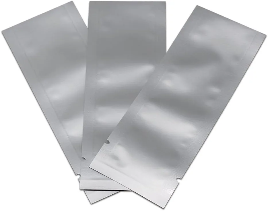 PABCK 200 Pieces 2.36x8.6 inch (Inside Size 1.96x8.2 inch) Coffee Food Storage Heat Seal Pure Mylar Foil Bag Vacuum Pouch for Sample Packaging