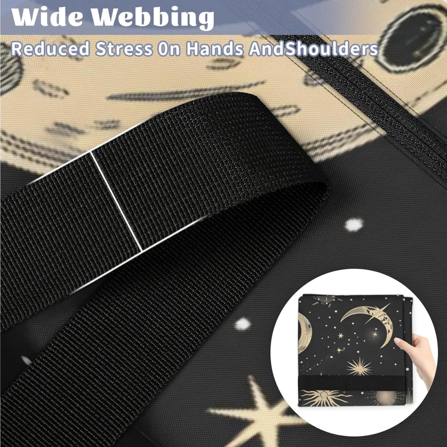 Packing Bags for Moving, Extra Large Moving Bags Heavy Duty, 205L Storage Bag with Zipper, Storage Totes Movings Supplies, Duffle Bag Waterproof Storage Containers for Organizing (Moon & Stars Black)