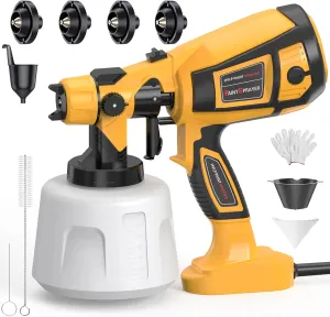 Paint Sprayer Tool 1000W High Power Electric Spray Paint Gun Easy to Clean for Furniture Cabinets Fence Walls Door Garden Chairs Yellow