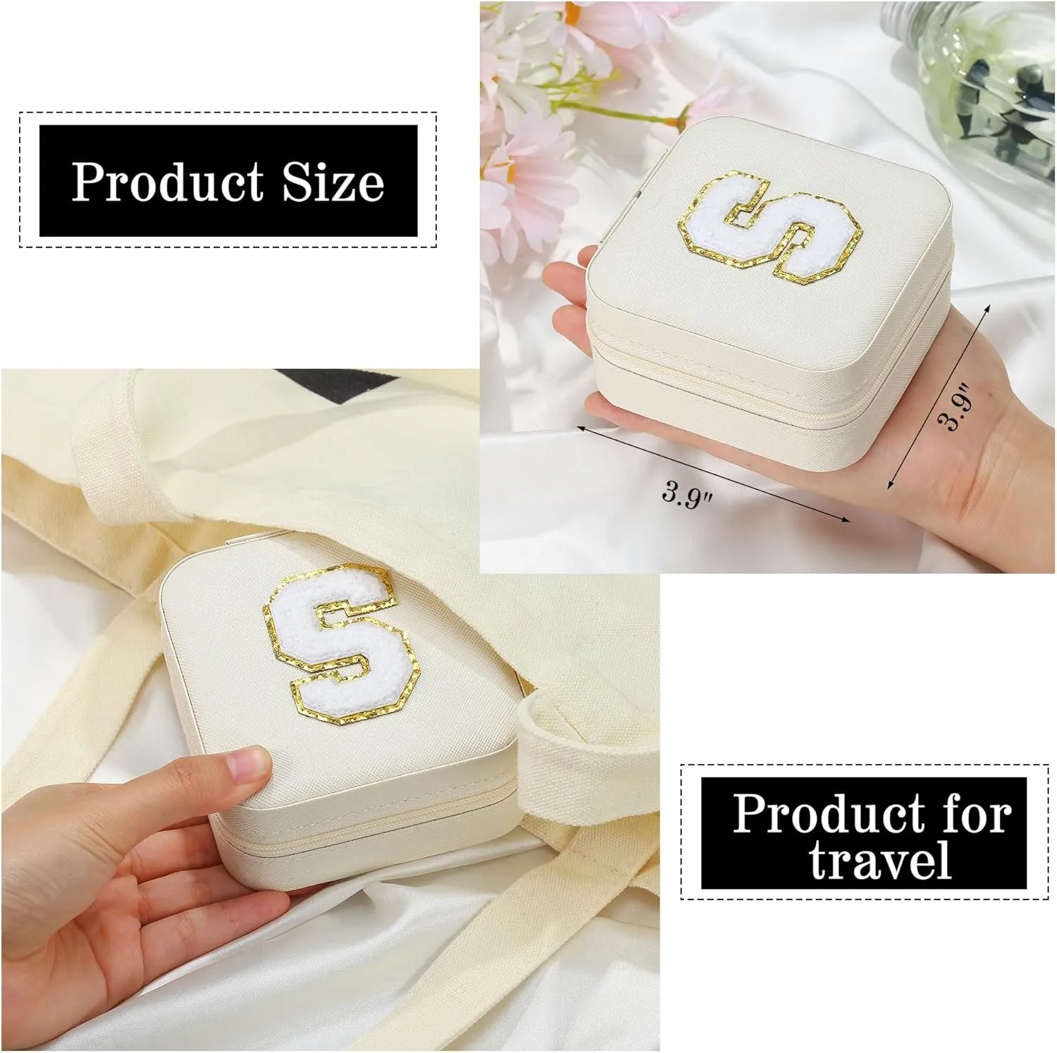 Parima Travel Jewelry Case - White Gift for Female Friends and Bridesmaids - Self Care, Birthday and Bride Gifts
