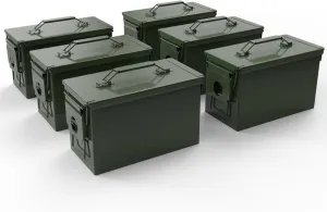 PATRON Cal Ammo Can Metal 9mm Ammo Box Storage Crate case for Shotgun Bullet Rifle Nerf Ammunition Waterproof case-Gard Organizer(Black)