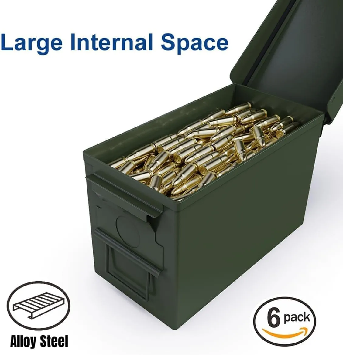 PATRON Cal Ammo Can Metal 9mm Ammo Box Storage Crate case for Shotgun Bullet Rifle Nerf Ammunition Waterproof case-Gard Organizer(Black)