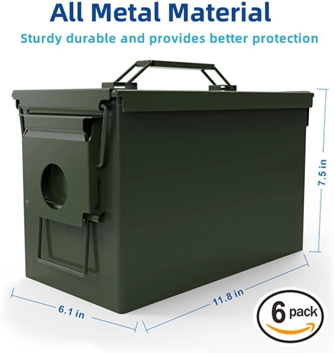 PATRON Cal Ammo Can Metal 9mm Ammo Box Storage Crate case for Shotgun Bullet Rifle Nerf Ammunition Waterproof case-Gard Organizer(Black)