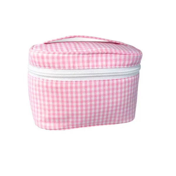 Personalized Gingham Baby Pink Mini Train Case