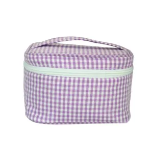 Personalized Gingham Lilac Mini Train Case