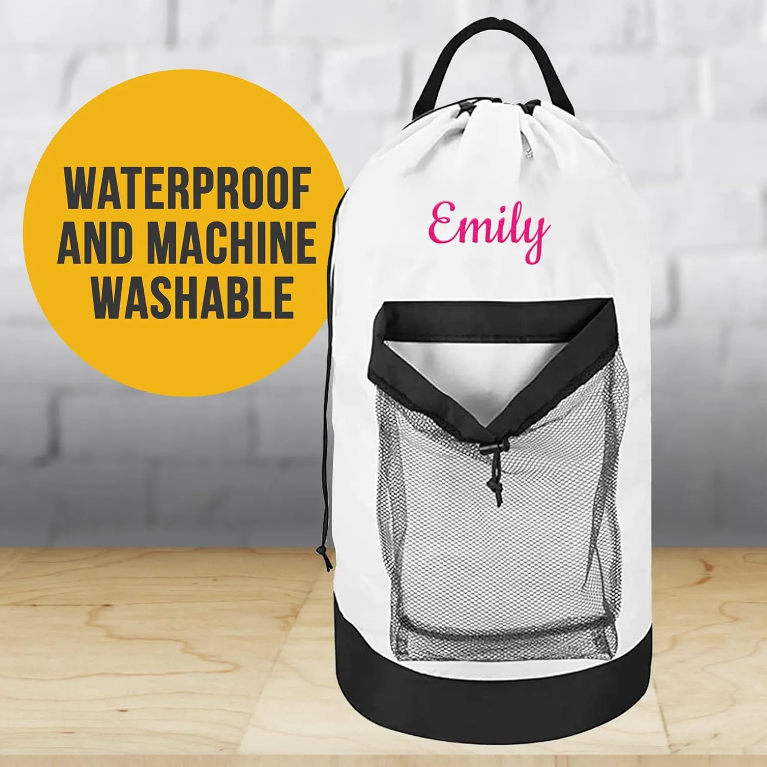 Personalized Laundry Bag Heavy Duty Custom Graduation University XL Bag Backpack with Hanging Shoulder Strap & Mesh Pocket - Back to School College Graduation Gift - Choose Your Font & Thread Color