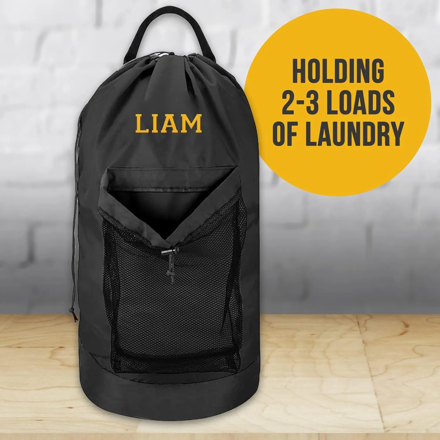 Personalized Laundry Bag Heavy Duty Custom Graduation University XL Bag Backpack with Hanging Shoulder Strap & Mesh Pocket - Back to School College Graduation Gift - Choose Your Font & Thread Color