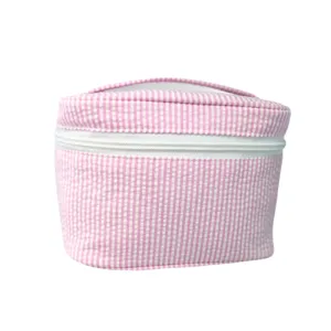 Personalized Pink Seersucker Mini Train Case