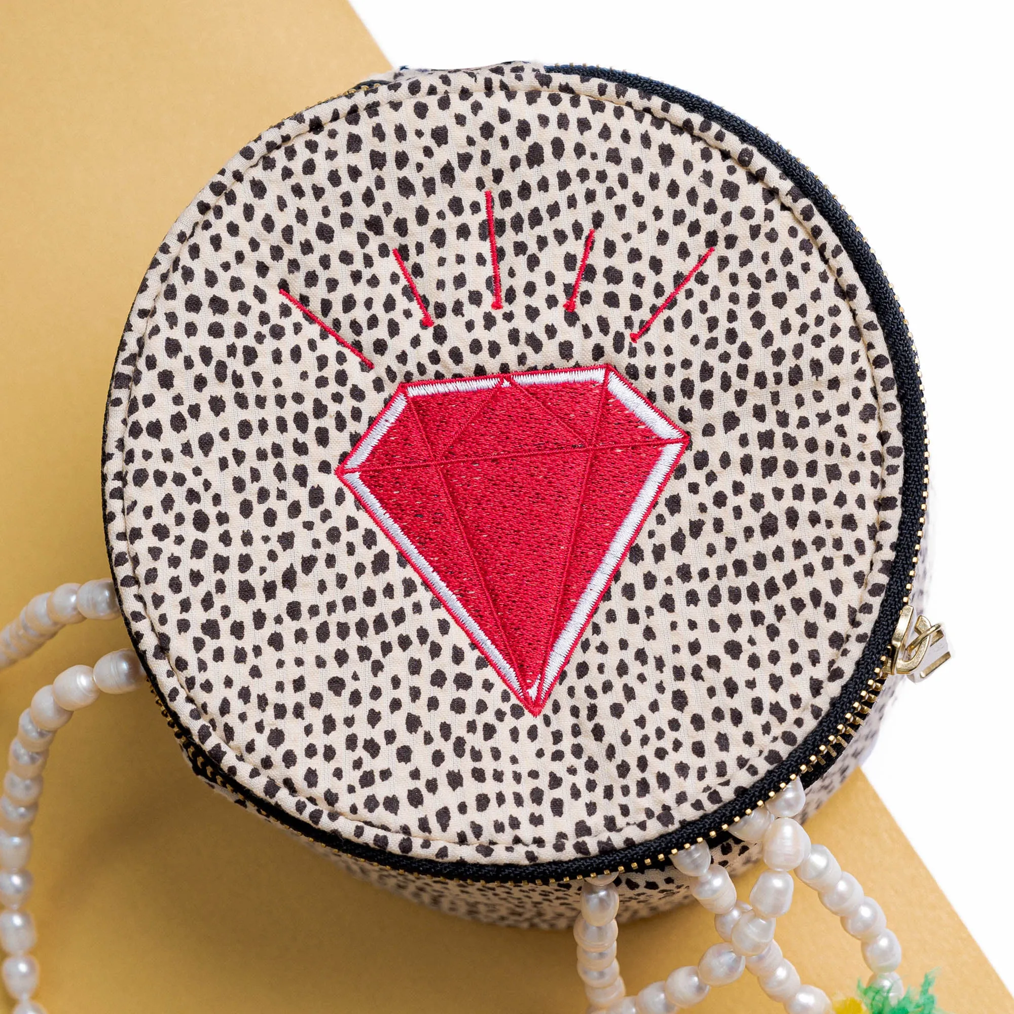Personalized Seersucker Cheetah Round Multi Purpose Pouch