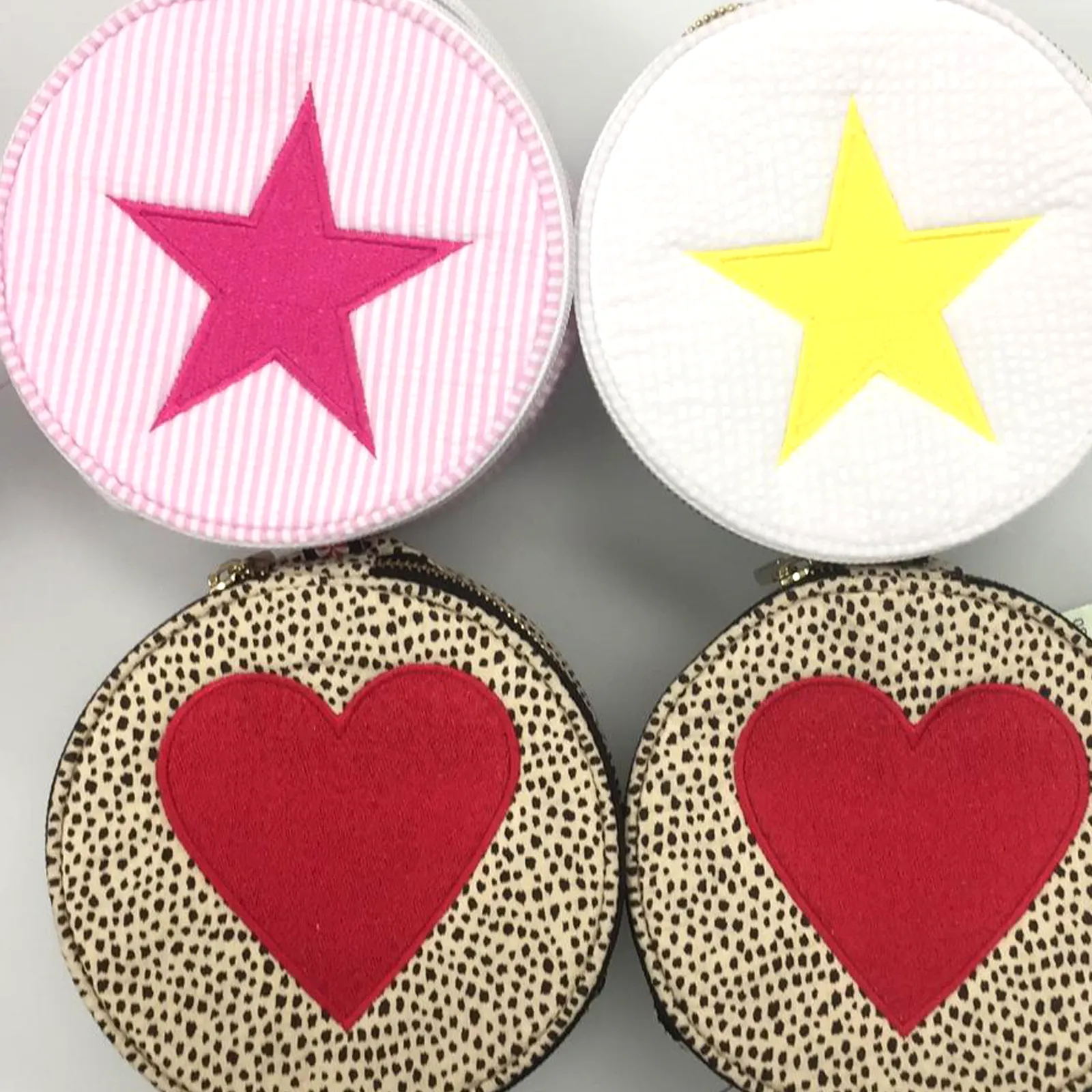 Personalized Seersucker Cheetah Round Multi Purpose Pouch