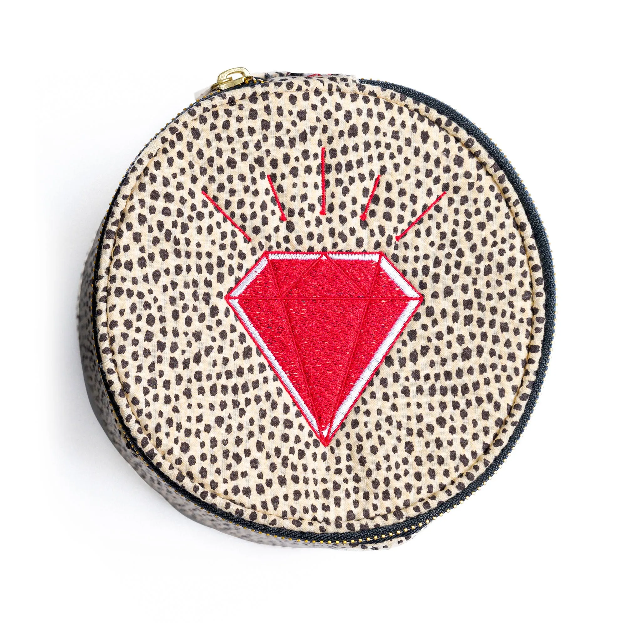 Personalized Seersucker Cheetah Round Multi Purpose Pouch