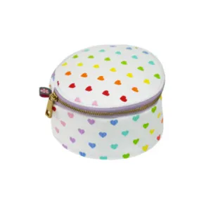 Personalized Seersucker Tiny Hearts Round Multi Purpose Pouch