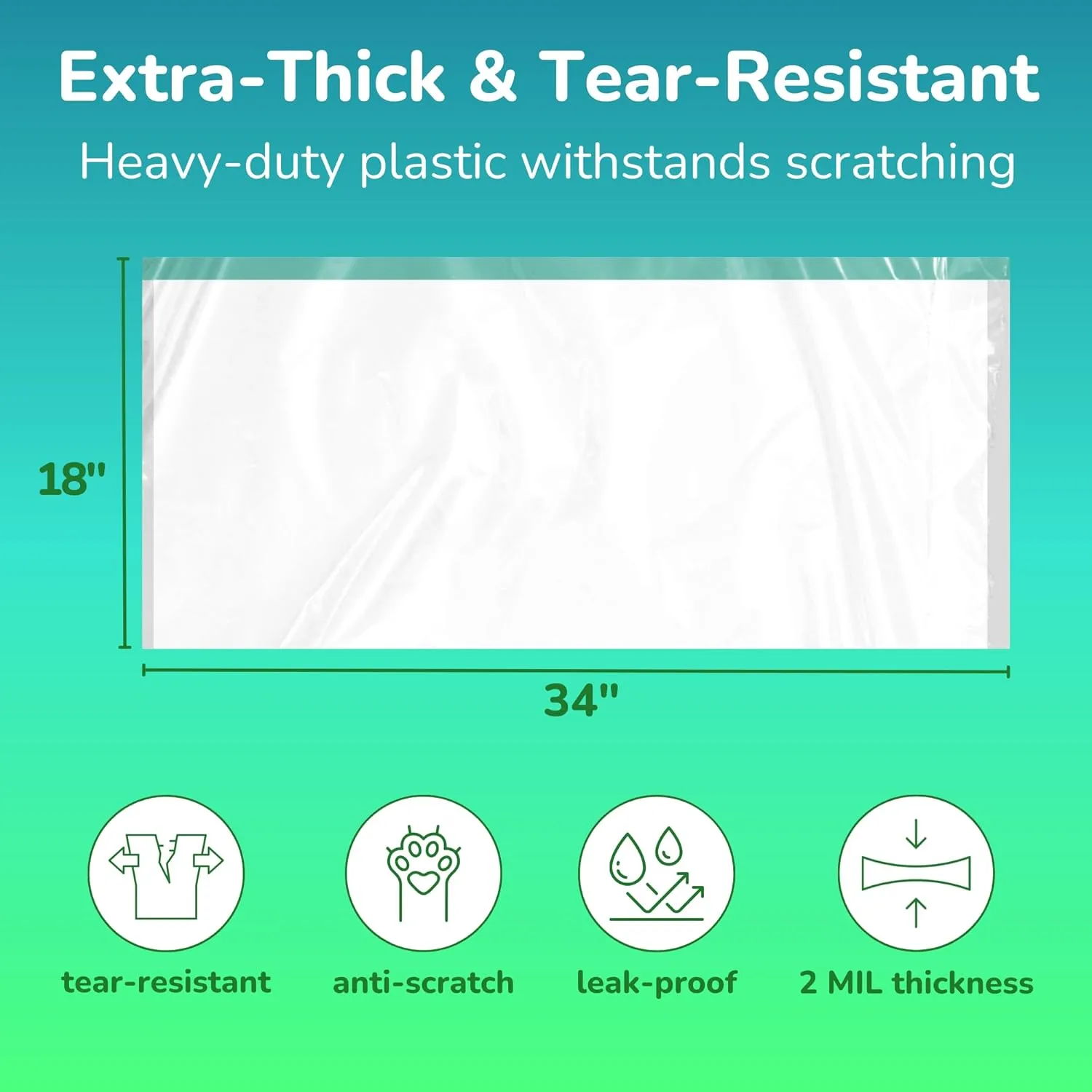 PET N PET Cat Litter Box Liners Bags Extra Large, Heavy Duty Tear Resistant & Drawstring Closure Cat Litter Bags, Waterproof Kitty Box Liners Fits Litterbox Pan Sizes, 34" x 18", 21 Count