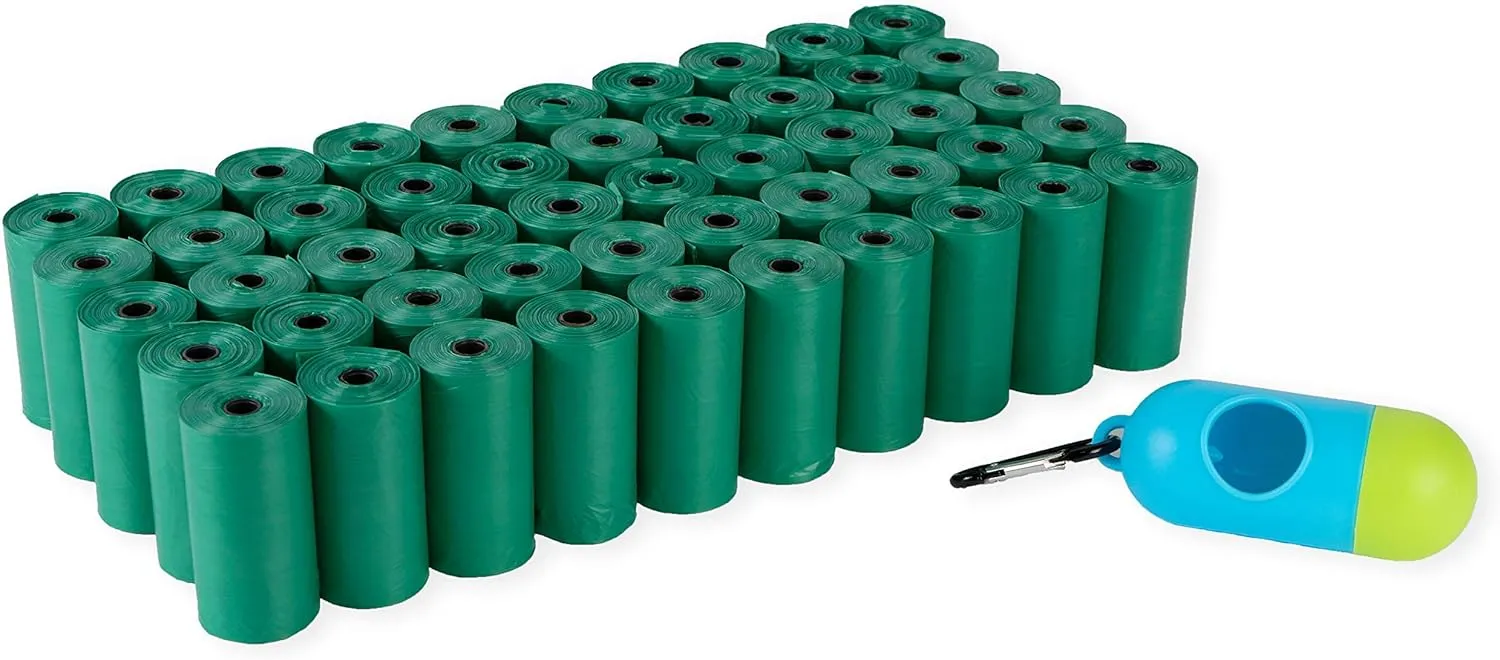 PETSWORLD Scented Dog Poop Bags, Biodegradable Waste Bags for Dogs with Dispenser and Leash Clip, Thick, Sturdy Leak-proof Poop Waste Bags, Odor Proof Bags in Cucumber Scent, 1000 Count Poop Bag Rolls