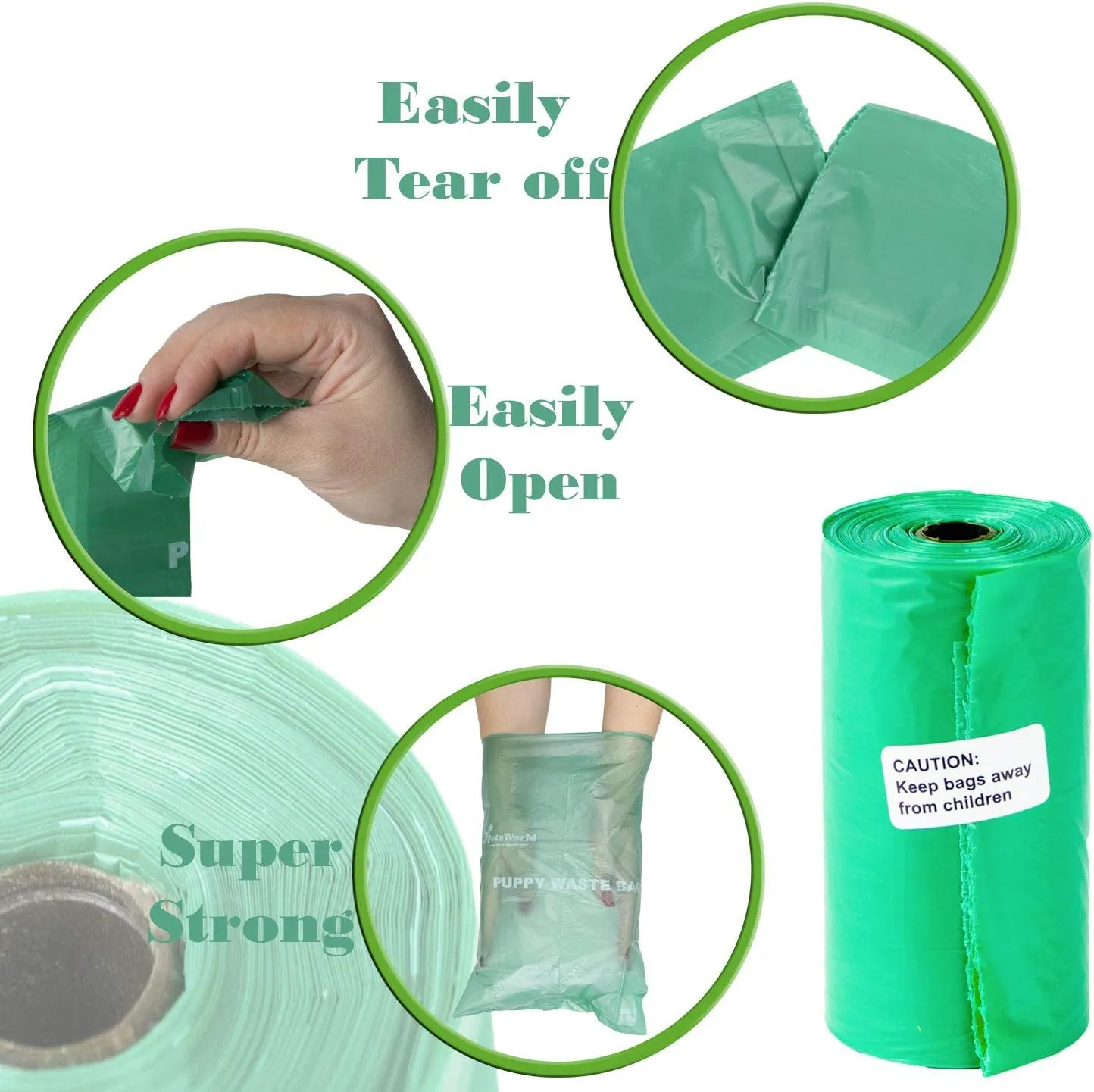 PETSWORLD Scented Dog Poop Bags, Biodegradable Waste Bags for Dogs with Dispenser and Leash Clip, Thick, Sturdy Leak-proof Poop Waste Bags, Odor Proof Bags in Cucumber Scent, 1000 Count Poop Bag Rolls