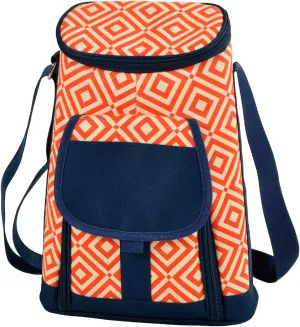 Picnic at Ascot Stylish 2 Bottle Insulated Wine Tote Bag with Cheese Board, Knife and Corkscrew - Orange/Navy