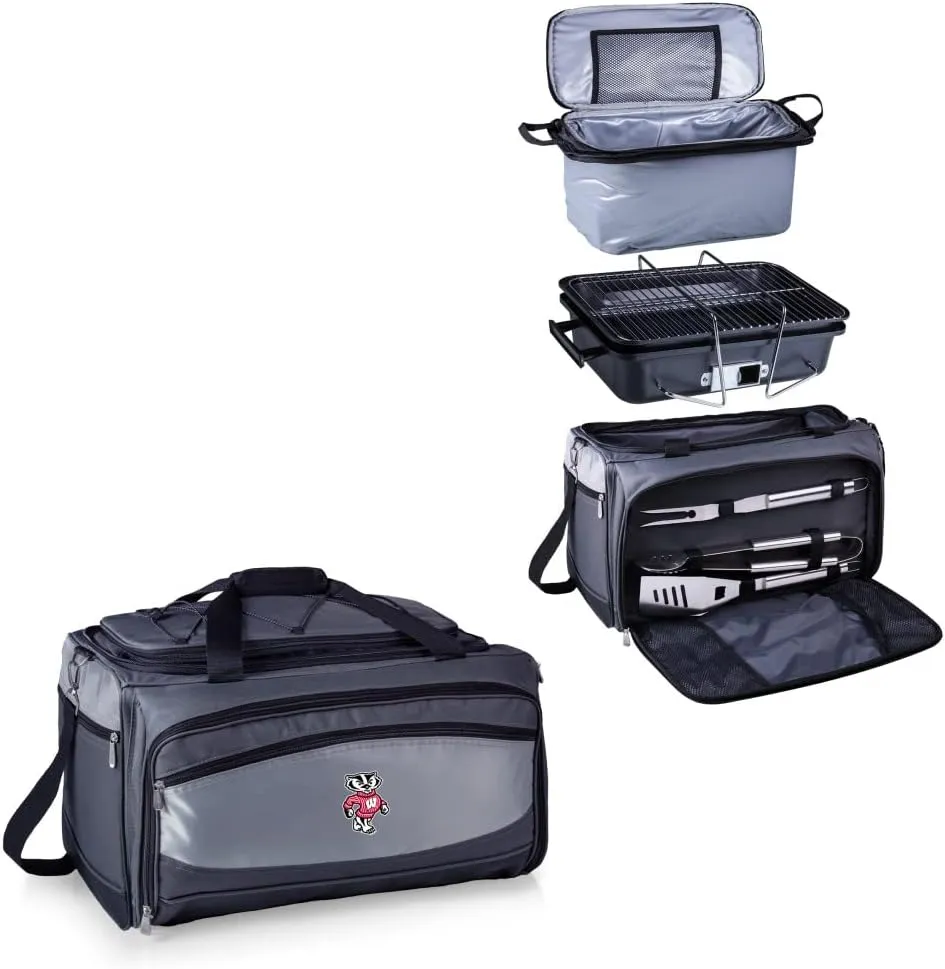 PICNIC TIME NCAA Unisex-Adult NCAA Buccaneer Portable Charcoal Grill & Cooler Tote