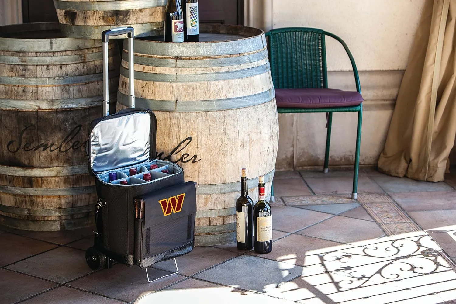 PICNIC TIME NFL Unisex-Adult NFL Cellar 6-Bottle Wine Carrier & Cooler Tote with Trolley