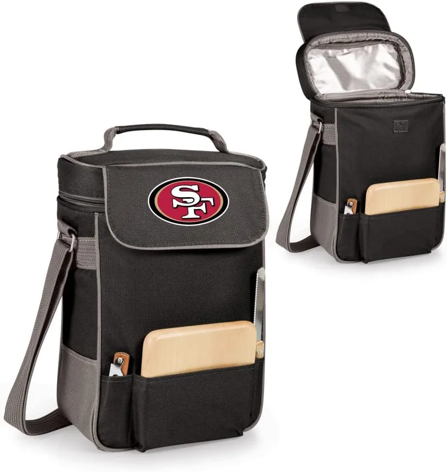 PICNIC TIME NFL Unisex-Adult NFL Duet Wine and Cheese Tote Bag, Insulated Wine Bag with Cheese Board