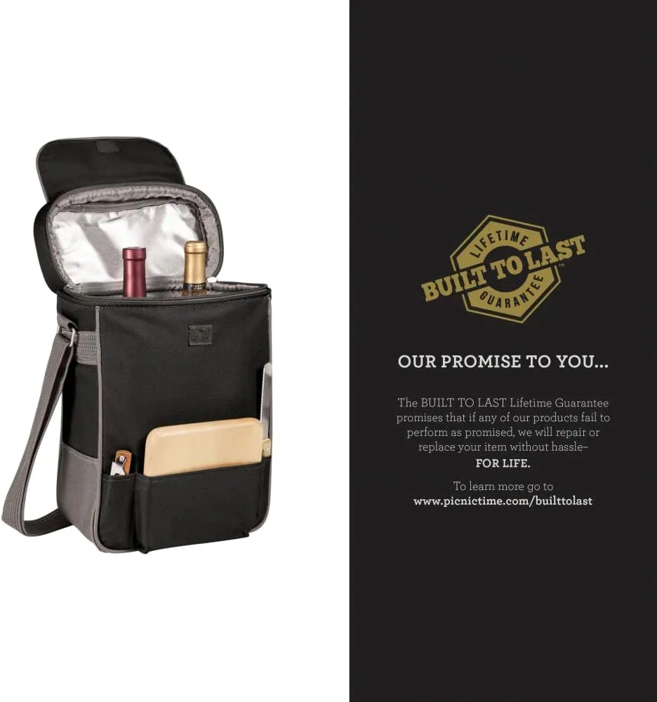 PICNIC TIME NFL Unisex-Adult NFL Duet Wine and Cheese Tote Bag, Insulated Wine Bag with Cheese Board