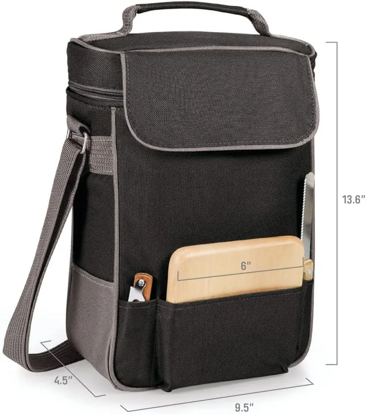 PICNIC TIME NFL Unisex-Adult NFL Duet Wine and Cheese Tote Bag, Insulated Wine Bag with Cheese Board