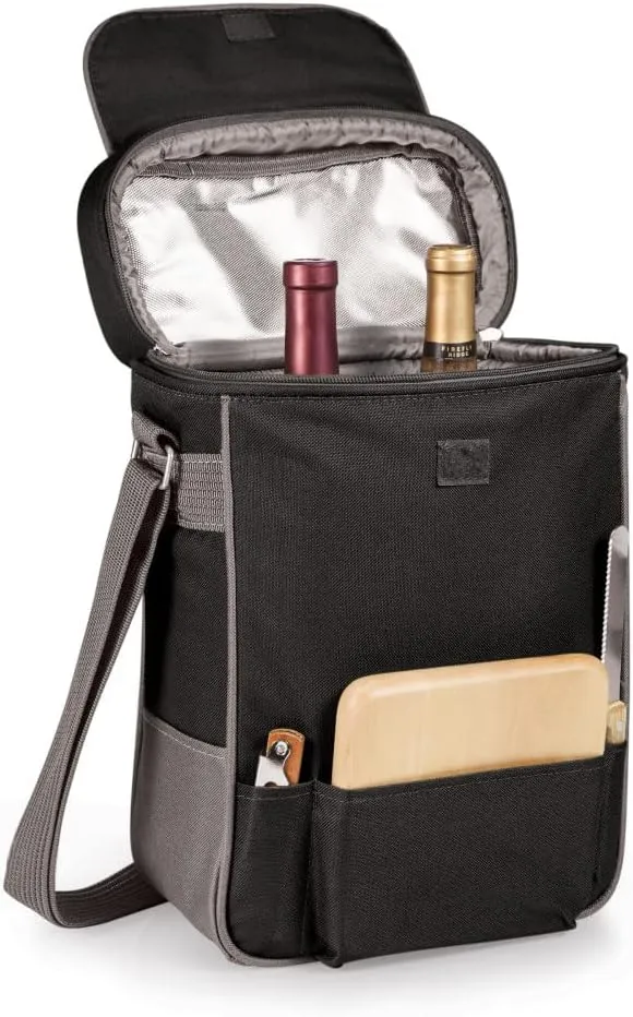 PICNIC TIME NFL Unisex-Adult NFL Duet Wine and Cheese Tote Bag, Insulated Wine Bag with Cheese Board