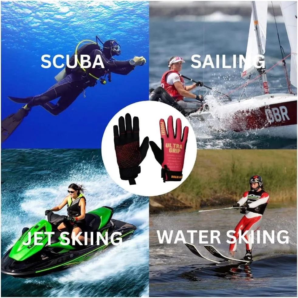 PIGOSKI Ultra Lightweight Water Ski Gloves UV Protection Kayaking Gloves Men Women Breathable Full Finger Neoprene Gloves with Anti-Slip Grip for Water Sports