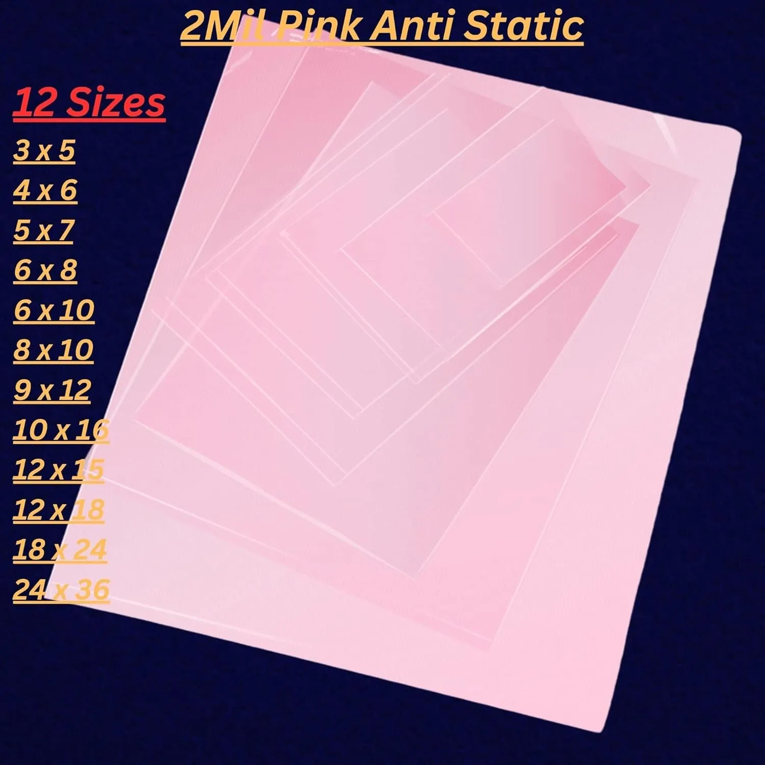 Pink Anti-Static Plastic Flat Bags - 12 x 18 & (100 Bags) 2 Mil Heavy Duty Plastic Bags | Heat Sealable Bags for Packaging Products | Plastic Baggies for Small Businesses