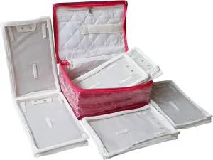 Pink Travel Jewelry Earring Box Organizer Case Bag Storage Box Holder for Rings Necklaces Bracelets Earrings Chains Watches for Women