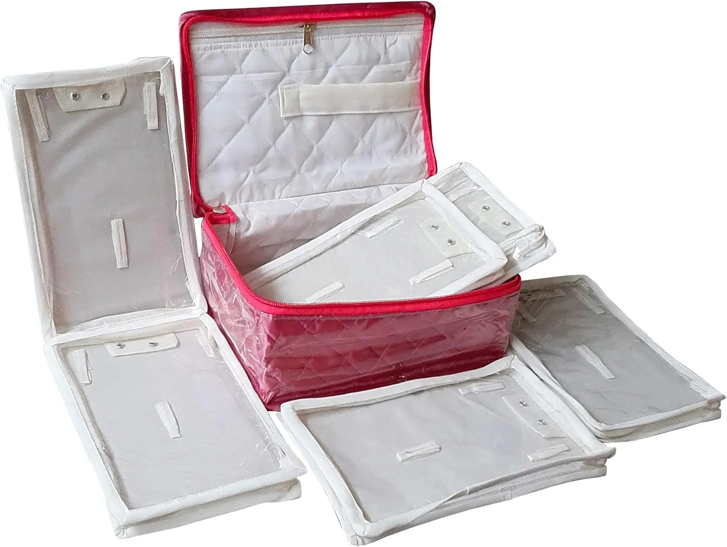 Pink Travel Jewelry Earring Box Organizer Case Bag Storage Box Holder for Rings Necklaces Bracelets Earrings Chains Watches for Women