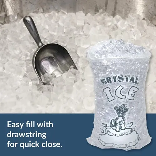 Pinnacle Mercantile Plastic Ice Bags 10 Lb. With Draw String Closure Pack 500
